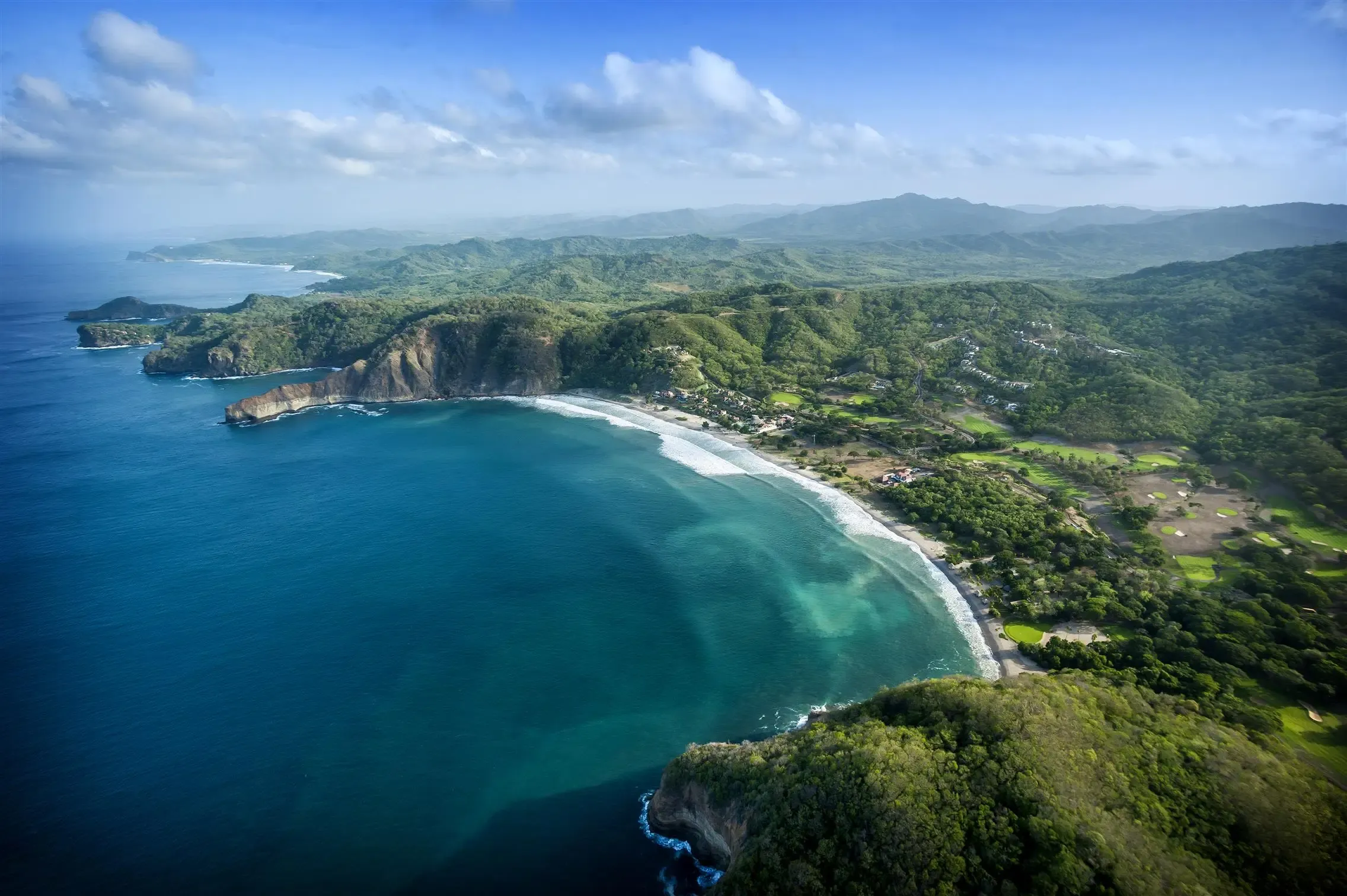 Aerial view of the Nicaraguan Pacific coast, tropical landscape where most expat residential and commercial builds are located